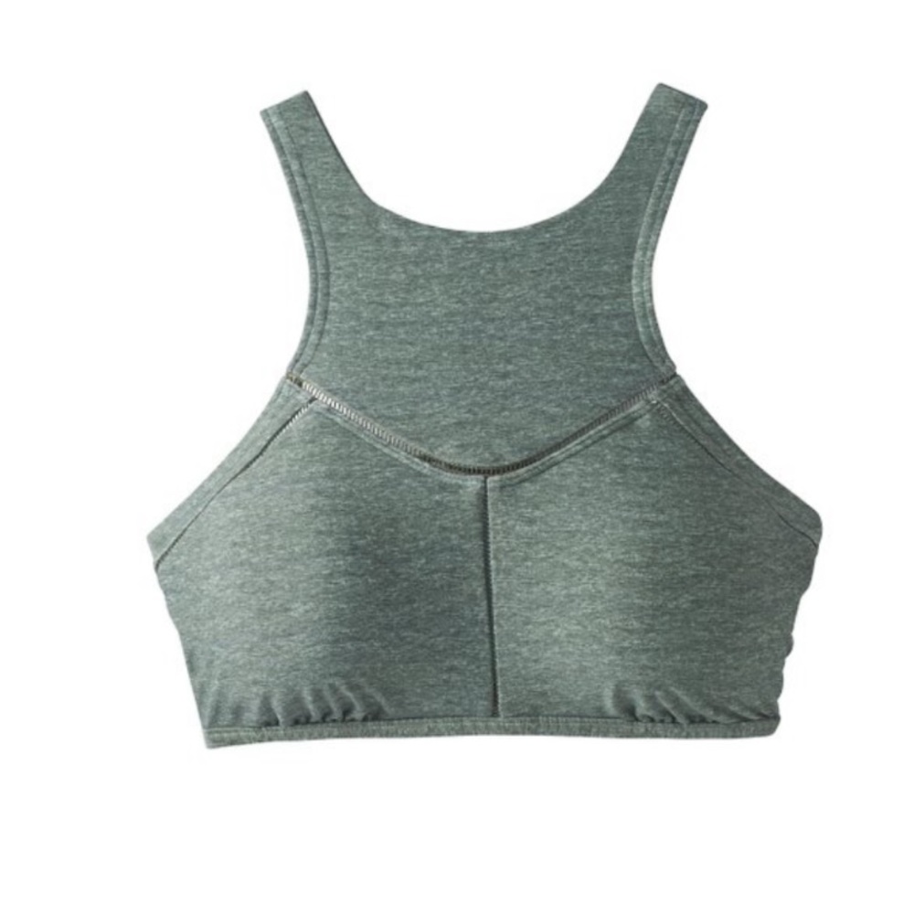 PRANA Cargo Green Heather Azra High-Neck Lattice-Back Bikini Top size Small - Picture 3 of 3